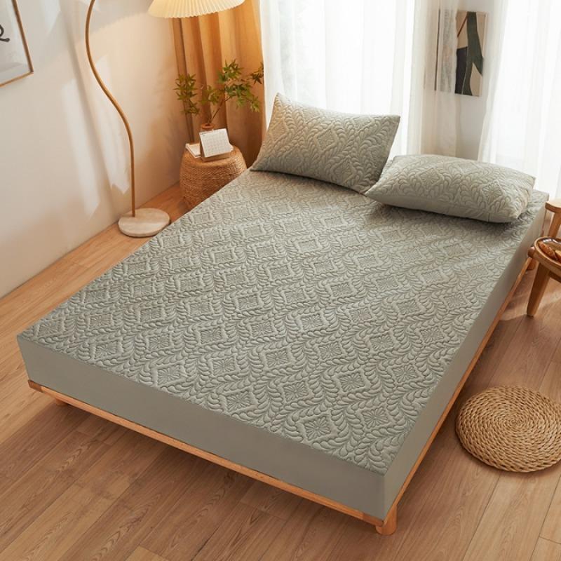 Solid Color Waterproof Mattress Protector Set, 3 Counts/set Including 1 Count Fitted Sheet & 2 Counts Pillowcase, Mattress Protector for Home Bedroom, Mattress Cover Protector