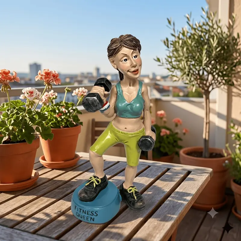 FITNESS QUEEN Fitness Goddess Statue, Weightlifting Dumbbell Female Fun Figure Ornament, Desktop Window sill Courtyard Decoration, Gift for Fitness Friends