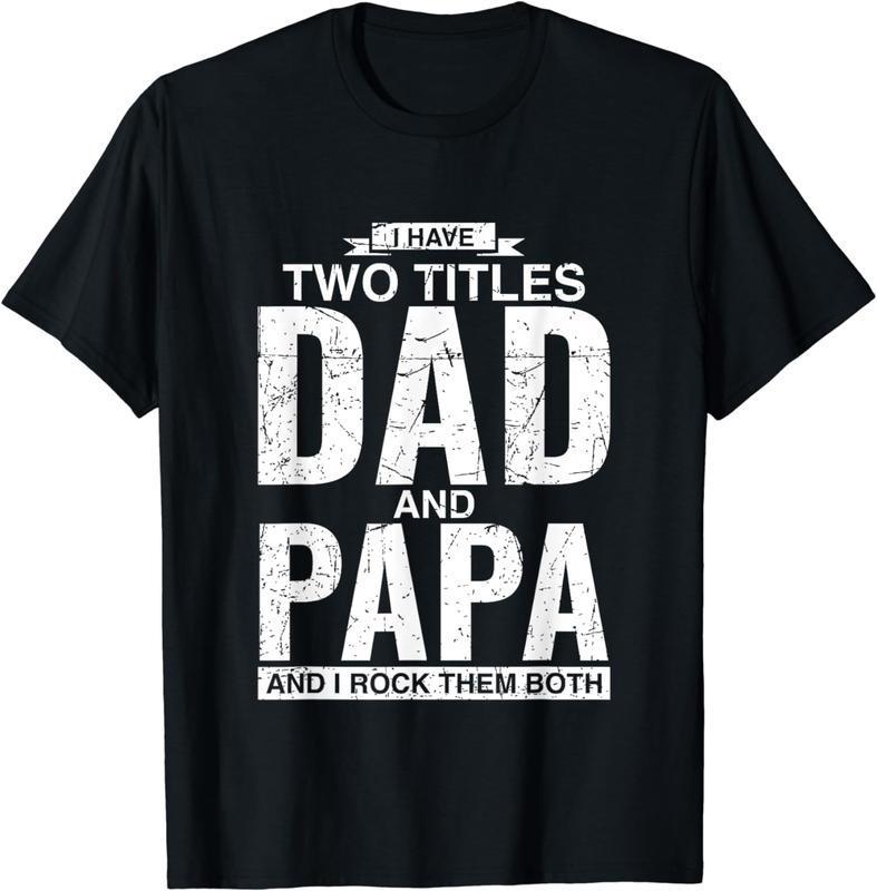 Cool Dad And Papa Double Title Rocking T-Shirt For Awesome Fathers