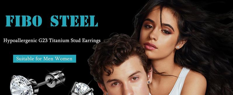 FIBO STEEL 5 Pairs G23 Titanium Steel Screw Back Stud Earrings for Women Men Rainbow Cubic Zirconia Hypoallergenic Fashion Accessories Exquisite Jewelry Gift