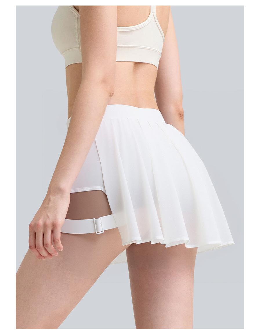 Breezeful High Waisted Pleated 2-in-1 Side & Pocket Asymmetric Hem Quick Dry Mini Dance Skirt Anti glare women's yoga clothes pleated skirt sports short skirt suitable for outdoor running tennis skirt,Daily outfit-02