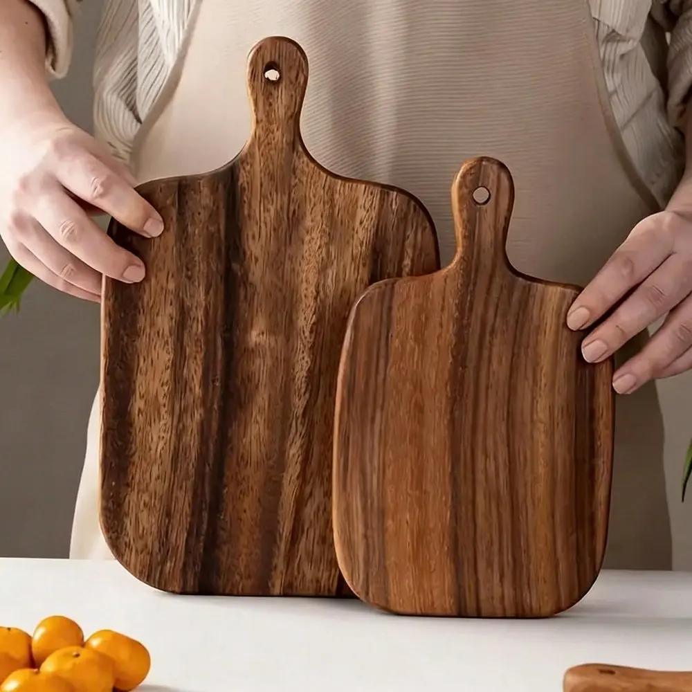 1pc Wooden Food Cutting Board, Steak Tray, Cheese Tray, Solid Wood Chopping Board, Durable Cutting Boards, Kitchen Dining Party Holiday Use
