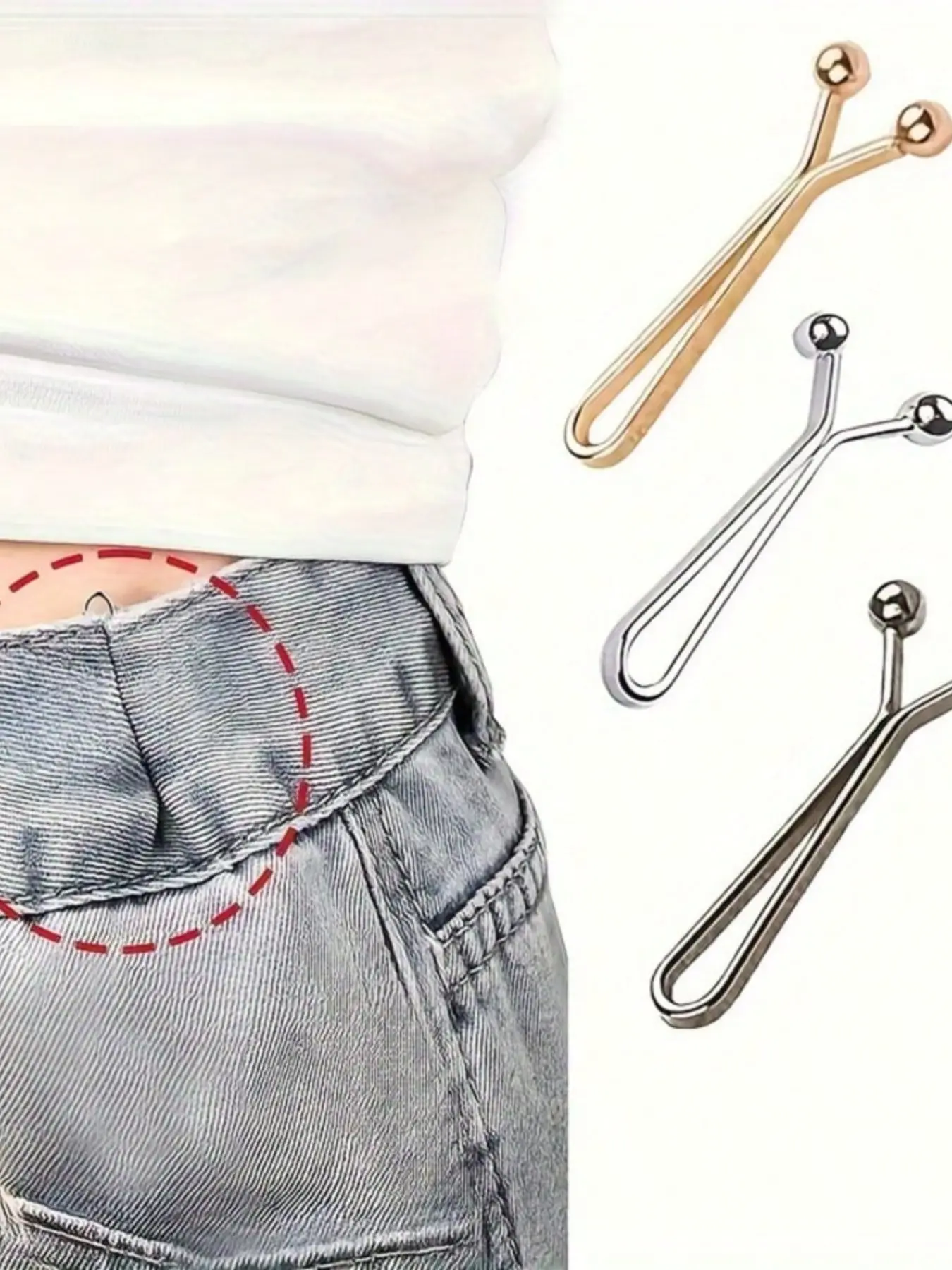 8 Piece Adjustable Seamless Belt Buckles, Multi-Functional Metal Clips for Belts, Pants, Scarves, Easy Use, Durable, Fashionable Design