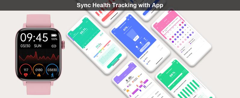 Smart Watch for Android iPhone-Call Receive/Dial/Read Message/AI Control-1.9" HD Screen-IP67 Waterproof Fitness Smartwatch-Blood Pressure/Heart Rate/SpO2/Sleep Monitor (Light Pink)