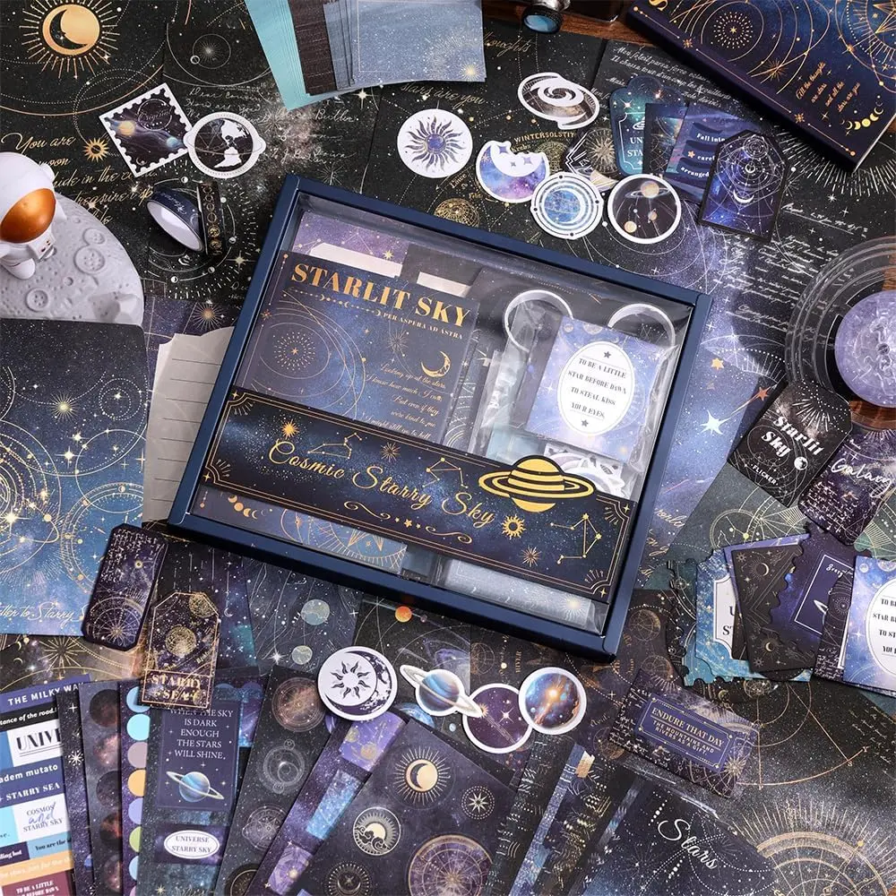 Scrapbooking Supplies Kit, Blue  Sky Scrapbooking Kit for  Junk Journaling, Stationery, A6 Grid Notebook, Flower DIY Journaling Supplies, Birthday Craft  for Teen Girls