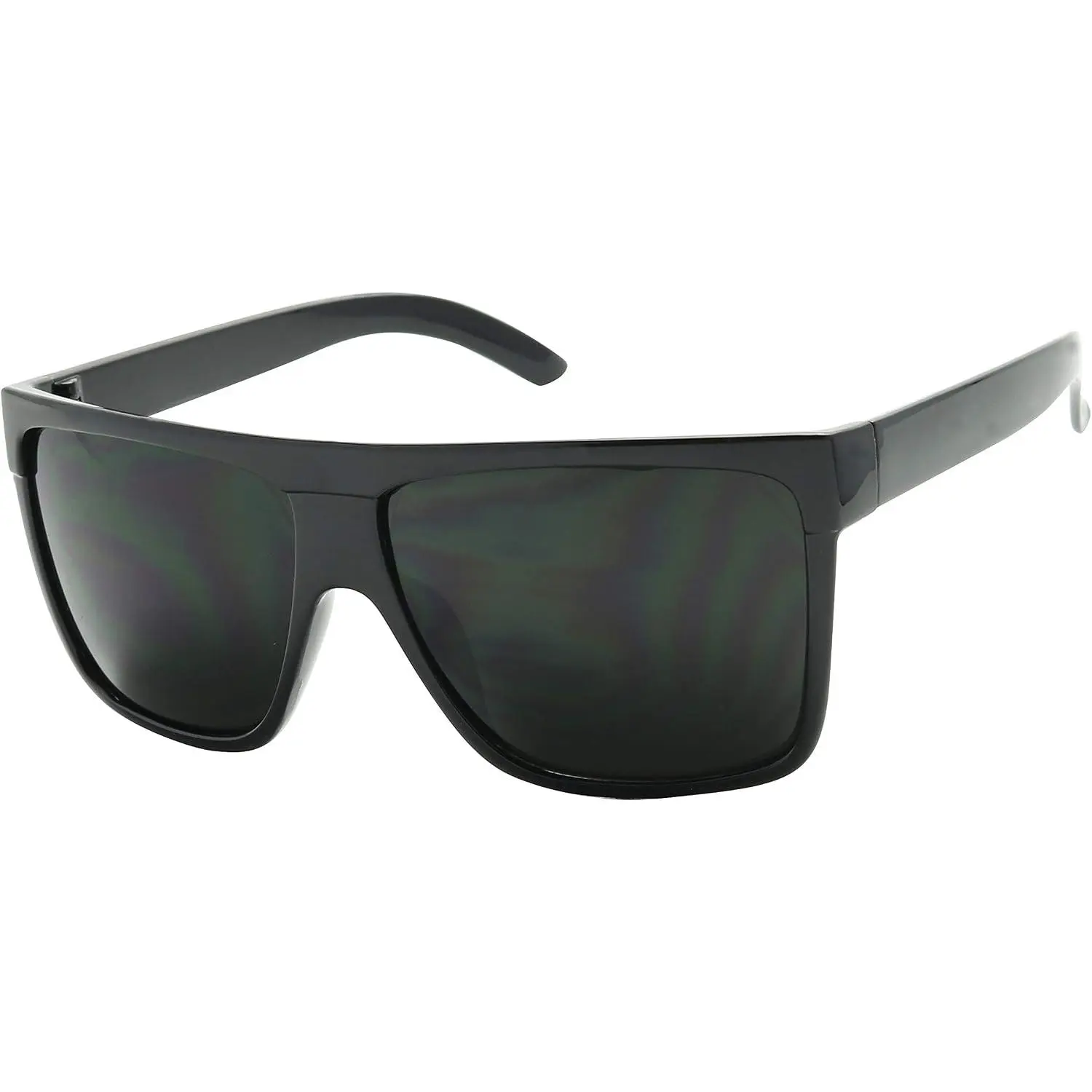 Super Dark Black Lens Flat Top Square Oversize  Shades Blackout Glasses Retro Sunglasses