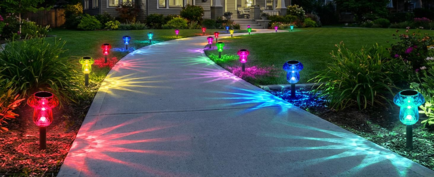 Solar Pathway Lights Outdoor 8 Pack Mushroom Garden Lights Waterproof Solar Powered Yard Lighting for Landscape, Driveway, Path, Walkway, Patio, Outside Garden Decorations, Color Changing