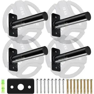 Wall-Mounted Strength Training Plate Storage Rack Heavy Duty 2" Weight Plate Holder with Foam Padding Bumper Plate Storage for Home Gym Garage 1/2 Pack Bright Color 4/6/8 Pack Matte Finish
