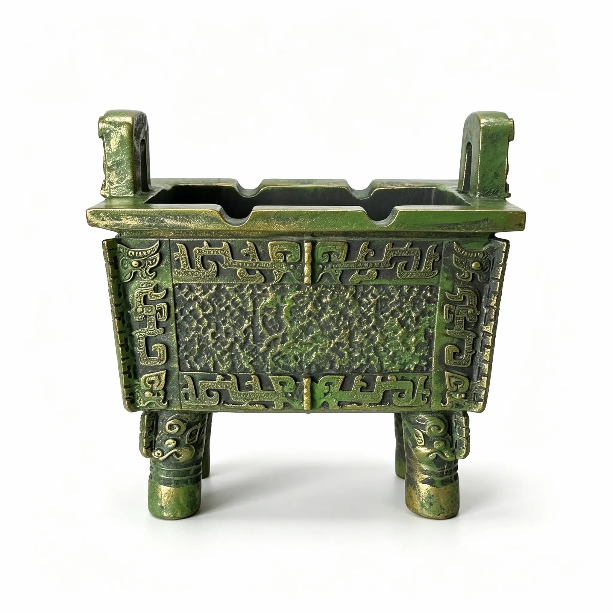 Ancient Chinese Ding Resin Sculpture, Oriental Art Style, Tea Room Bookshelf Home Decor, Portable Asian Style Gift