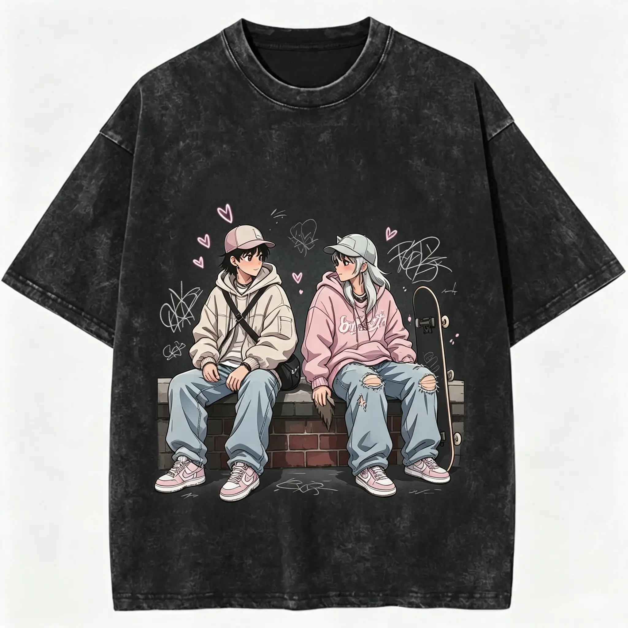 Anime Couple Shirt, Inuyasha Kagome Inspired Tee, Cute Tsundere Love Shirt, Pink Aesthetic Anime T-Shirt, Romantic Anime Couple Gift Womenswear Cotton Top Wetsuit Crewneck Crewneck Round Neck Streetwear Tshirt Wetsuit