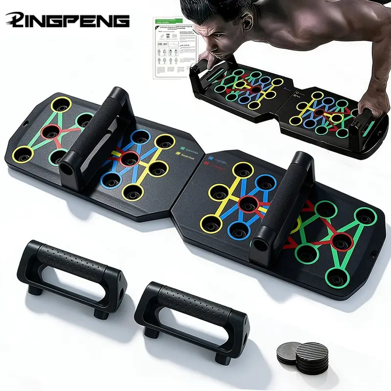 Portable Push Up Board, Portable Exercise, 1 Set Foldable Pushup Stand, Multifunctional Push-Up Stand, Home Gym Strength Training Equipment for Chest, Abdomen, Arm, Back, Home Fitness Equipment, Abdominal Muscle Board, Push Up Stands, Work Out Equipment