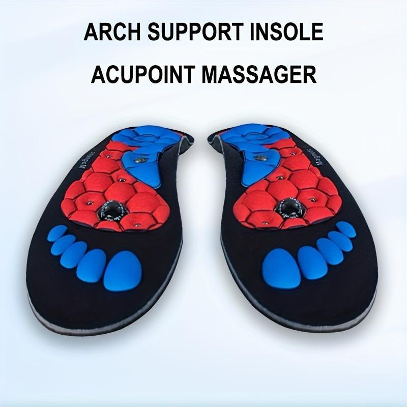 2 Pairs EVA Massage Insoles with Magnetic Acupressure Points - Shock-Absorbing, Breathable Sports Inserts for Arch Support, Red & Blue Hexagonal Pattern, Ideal Gift for Men & Women