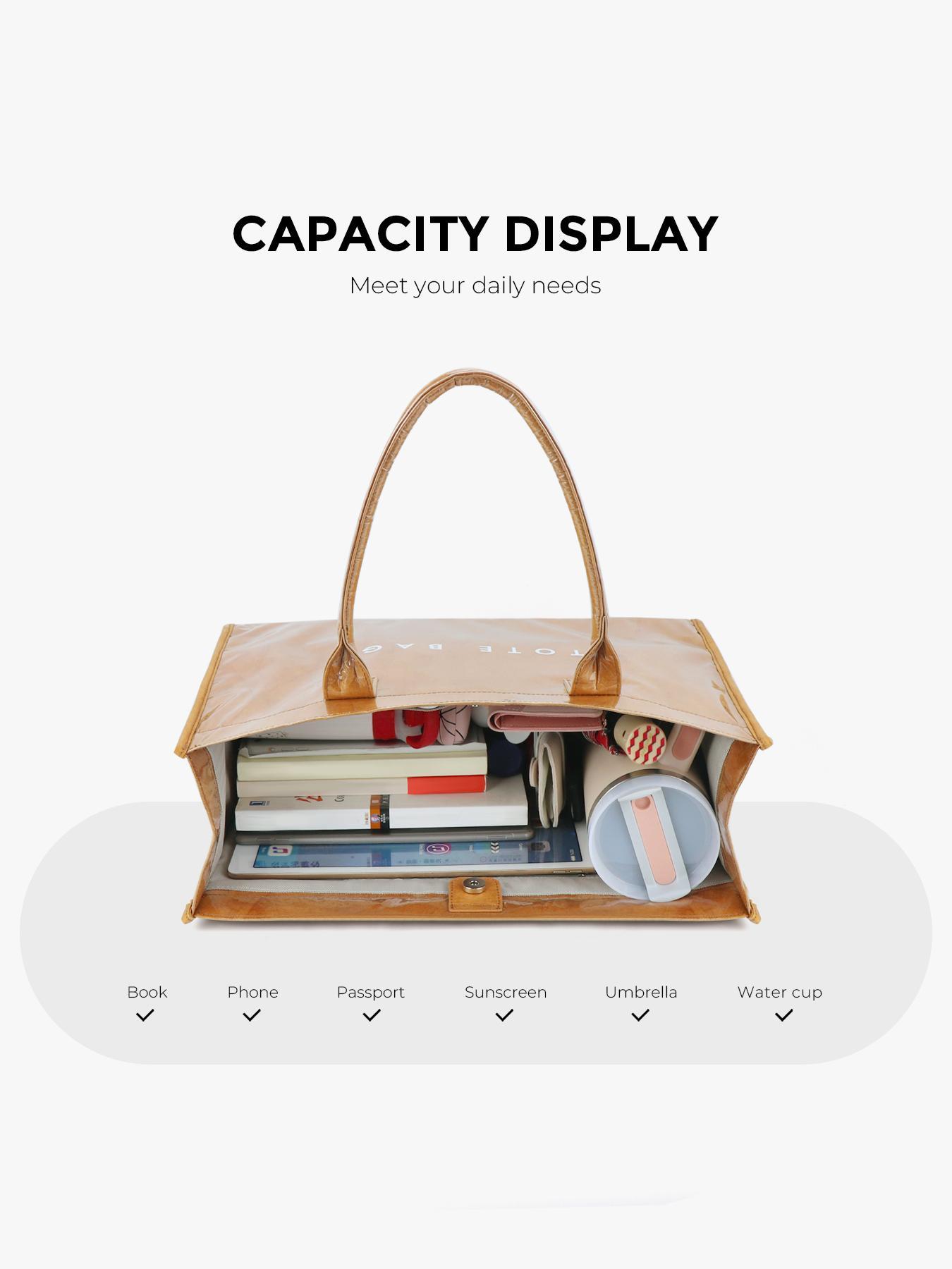 Fashionable Transparent Tote Bag, Casual Large Capacity Handbag for Women, Minimalist Stylish Commuter Purse, Stylish Square Bag, Shiny Stylish Bag