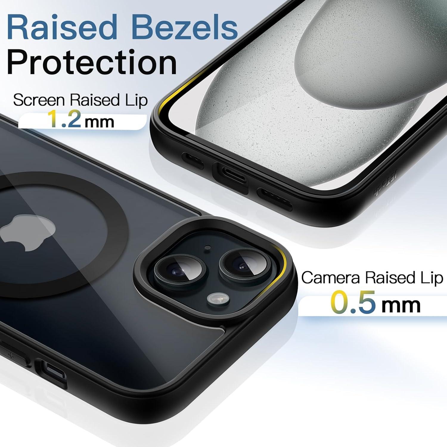 Magnetic Cases for iPhone 17 Pro Max  16 15 14 13 12 11 Pro Max Plus case Compatible with MagSafe, Shockproof Phone Bumper Cover, Solid Color Matte TPU Frame, Anti-Scratch Clear Back case