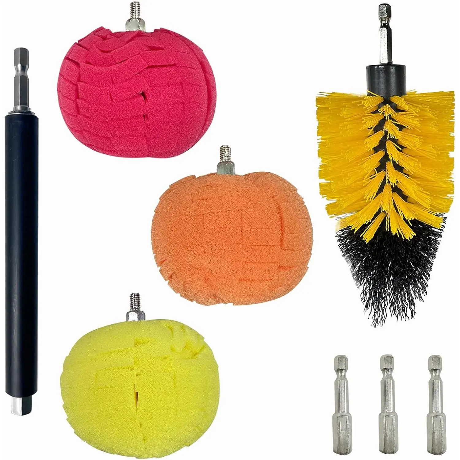 8 count Drill Bit Polishing Ball, with Hand-Held Extension Bracket | Metal Polishing Tool,  Wheel Polishing Sponge, Polishing Pad,Suitable for Household Standard Hand Drill