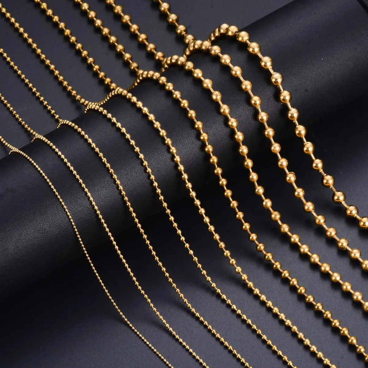2026 14K Gold Plated Bead Ball Chain Necklace, Waterproof Sturdy Bead Ball for DIY Pendant Making, Multiple Size Round Ball Chains, Minimalist Layering Stackable Jewelry, Unisex Daily Wear Necklace for Men & Women TikTok US Trend accessories