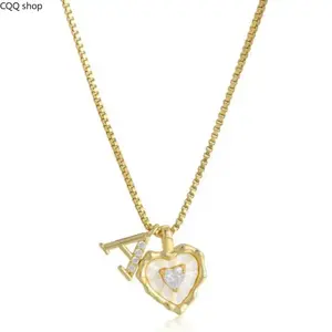 Copper heart-shaped letters are hot-selling, 26 letters  micro-inlaid hip-hop titanium steel chain DIY jewelry accessories