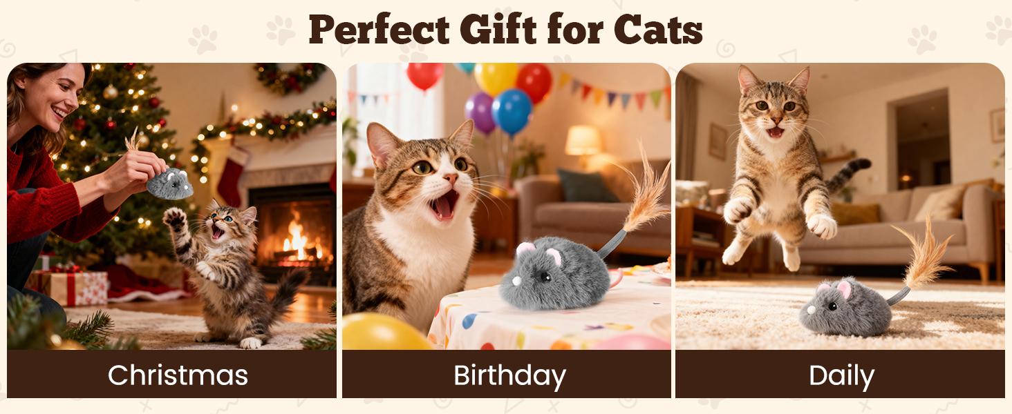 Squeaky Cat Mouse Toy| Moving Interactive Toy with Wagging Tail