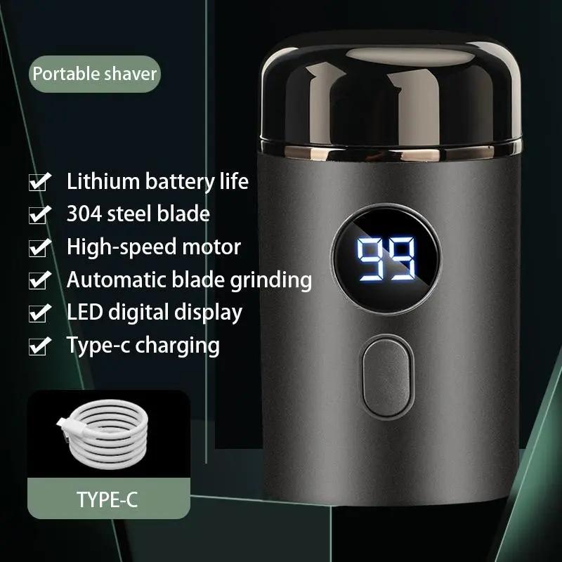 Electric Mini Shaver, 1 Count Waterproof Portable USB Rechargeable Razor with LCD Display, Washable Beard Trimmer for Men, Great for Travel and Home Use