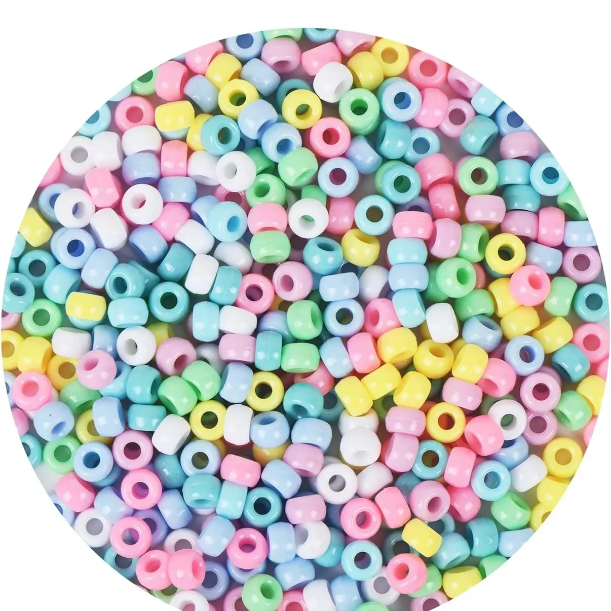 1200 Large Hole Plastic Beads, 6x9mm, Multi-Color, Fun Beads, Ideal for Bracelets, Hair Braids, DIY Crafts, Kandi Bands, Keychains, Decorations