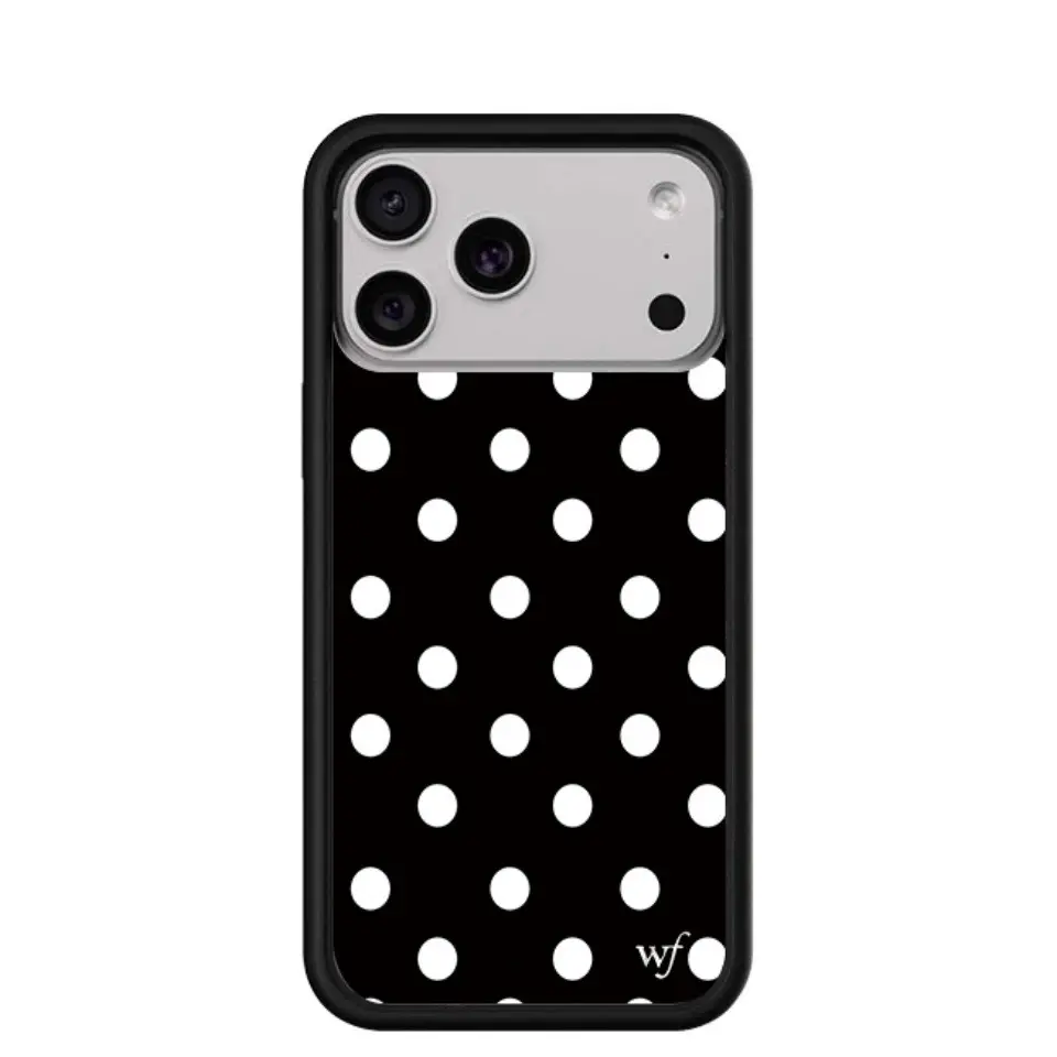WildFlow Black Polka Dot Protective Phone Case Compatible with iPhone 17, 16 Pro Max, 15 Plus