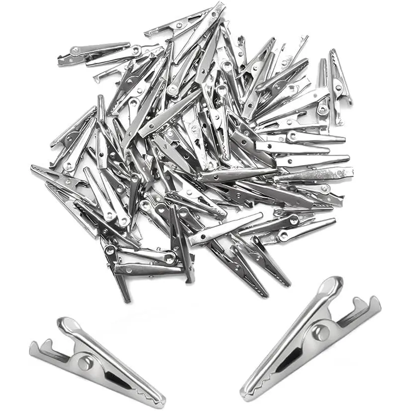 35mm Stainless Steel Alligator Clip, Bulk Pack of 100pcs, Strong Grip for Wire Soldering, Home Organizer Peg