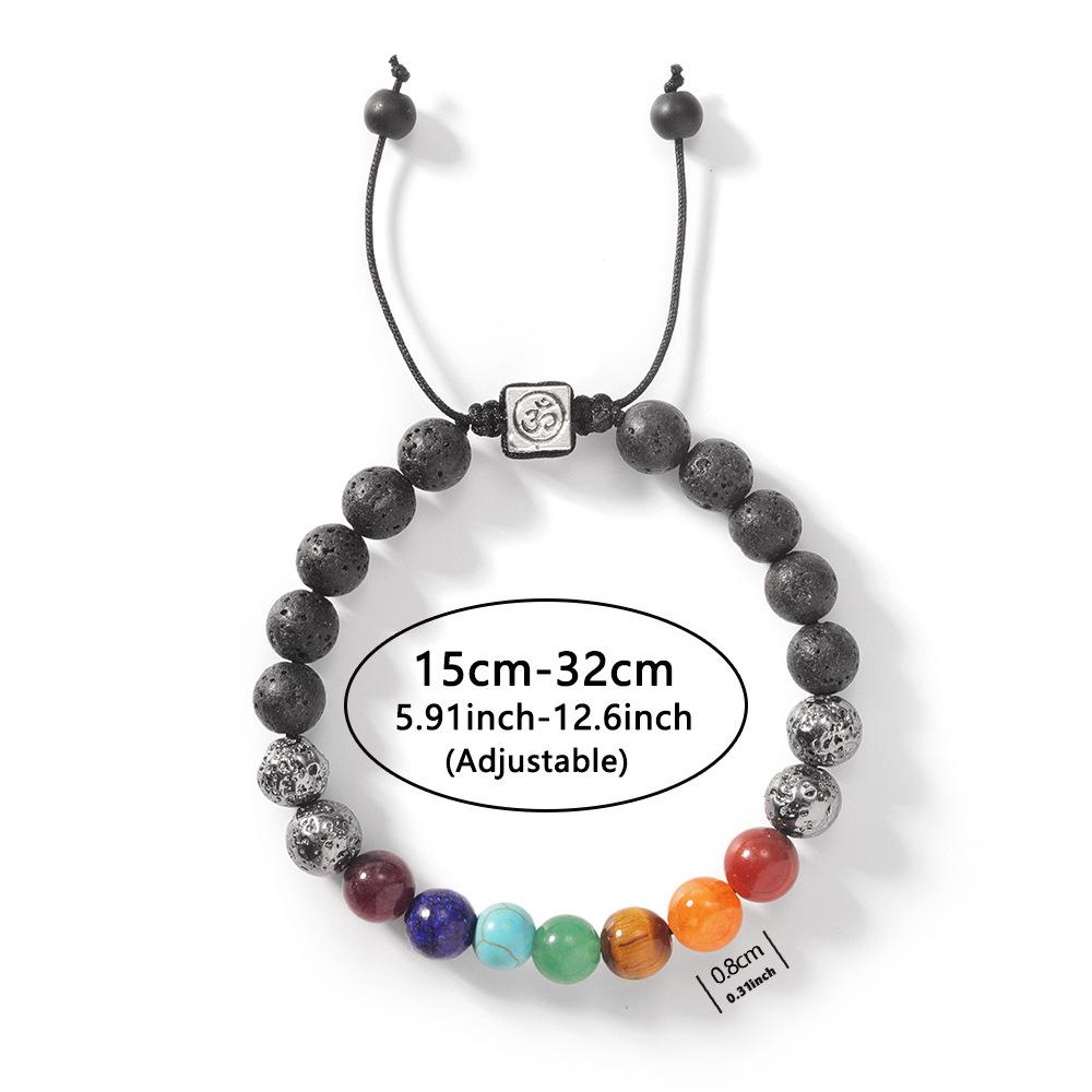 7 Chakras Natural Stone Beaded Bracelet for Women Men, Yoga Meditation Energy Balance Healing Crystal Lava Rock Diffuser Bracelet, Reiki Anxiety Relief Jewelry Gift