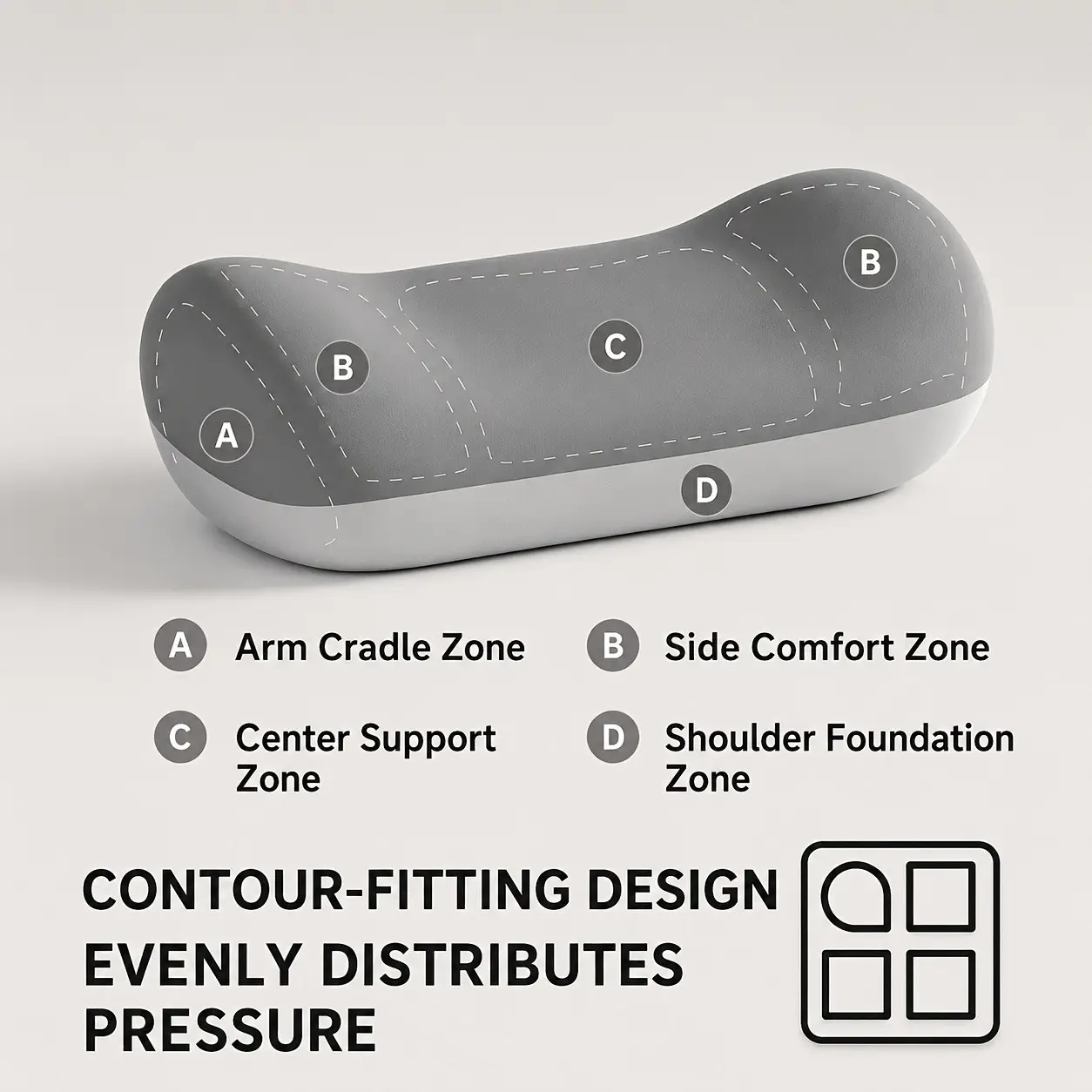 Cooling Memory Foam Nap Pillow for Office Desk, Ergonomic Face Down Pillow for Sleeping, No Numb Arms Design, Multi-functional Lumbar Cushion for Back & Waist, Portable Travel Pillow