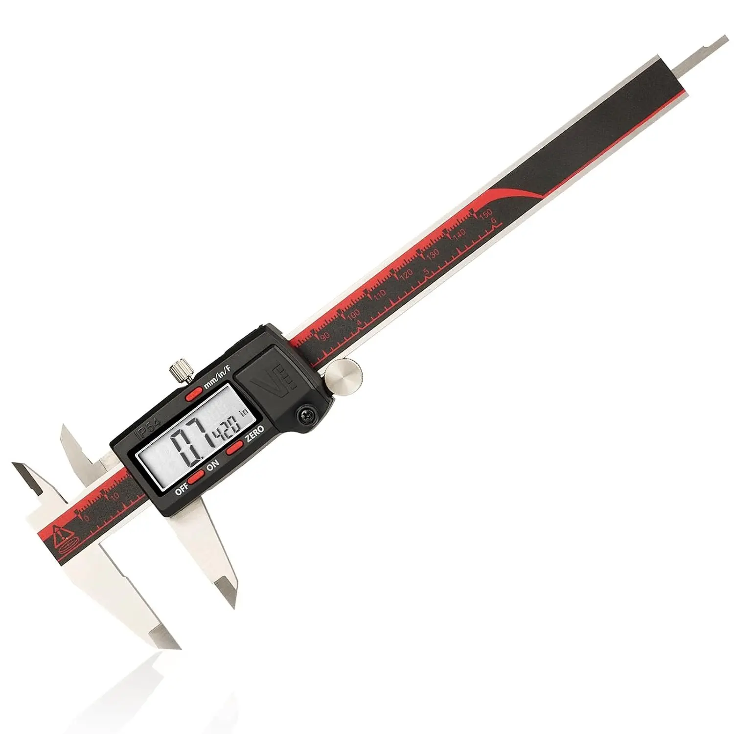 IP54 Grade Digital Caliper, DCLA-0605 6 Inch/150mm, Inch/Millimeter/Fraction Conversion, Stainless Steel, Large LCD Screen