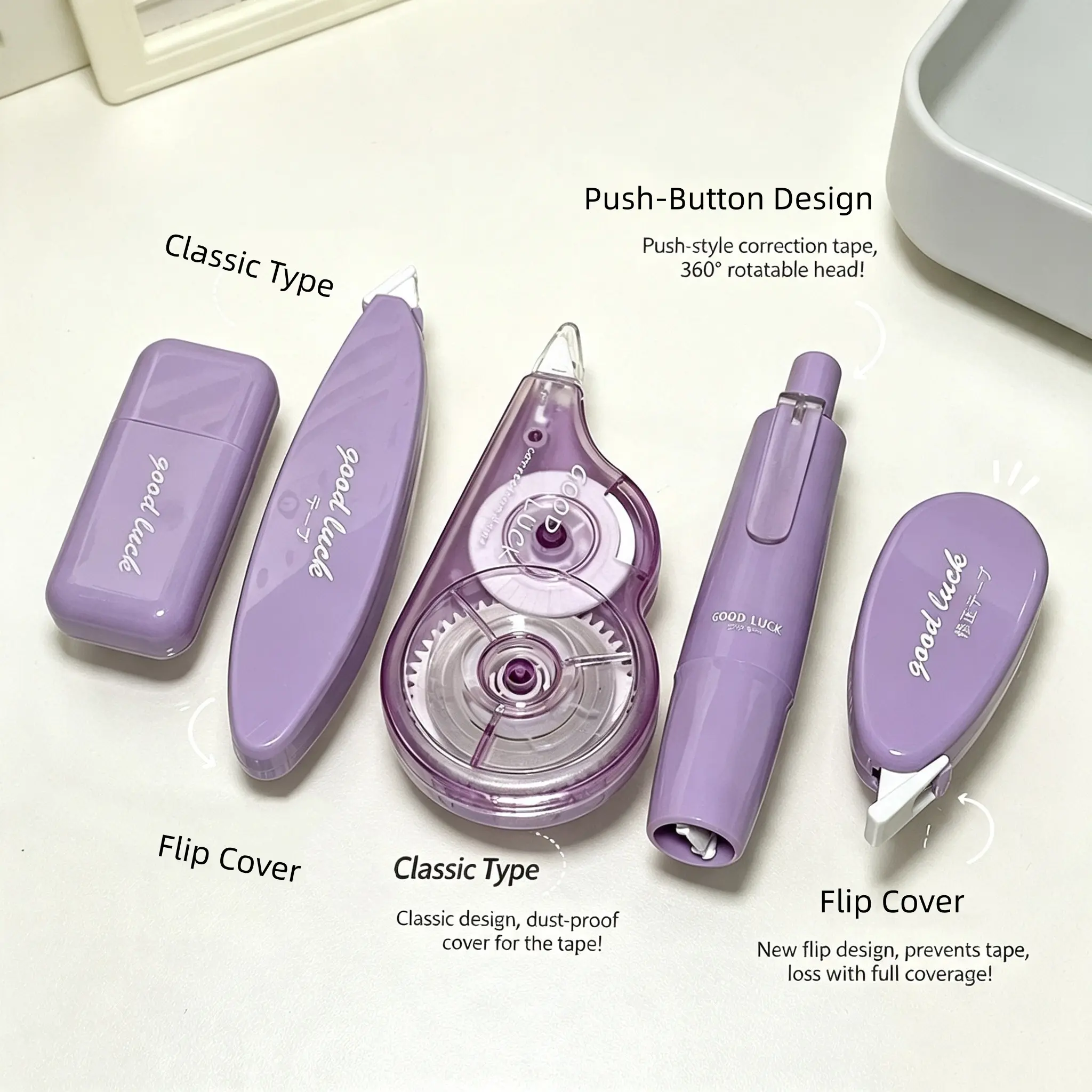 5 Rolls Gradient Correction Tape Set Portable Cute Visual Appeal Student Stationery Smooth Silent Application Large Capacity Durable Creative Simple Corrector Back to School Essential Study Supply
