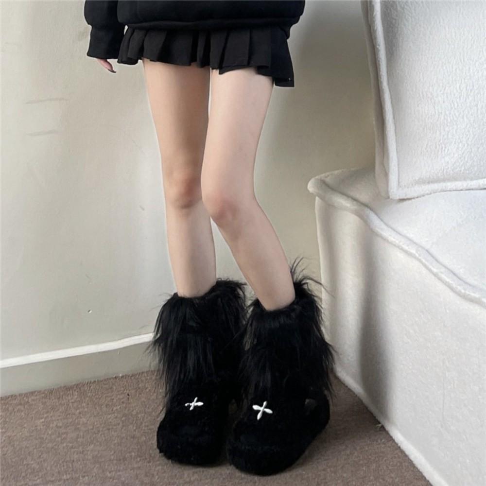 Foot Cover Faux Fur Furry Leg Warmers 40cm Japanese Style Lolita Boots Cover Kawaii Y2K Warm Knee Sleeve Autumn/Winter