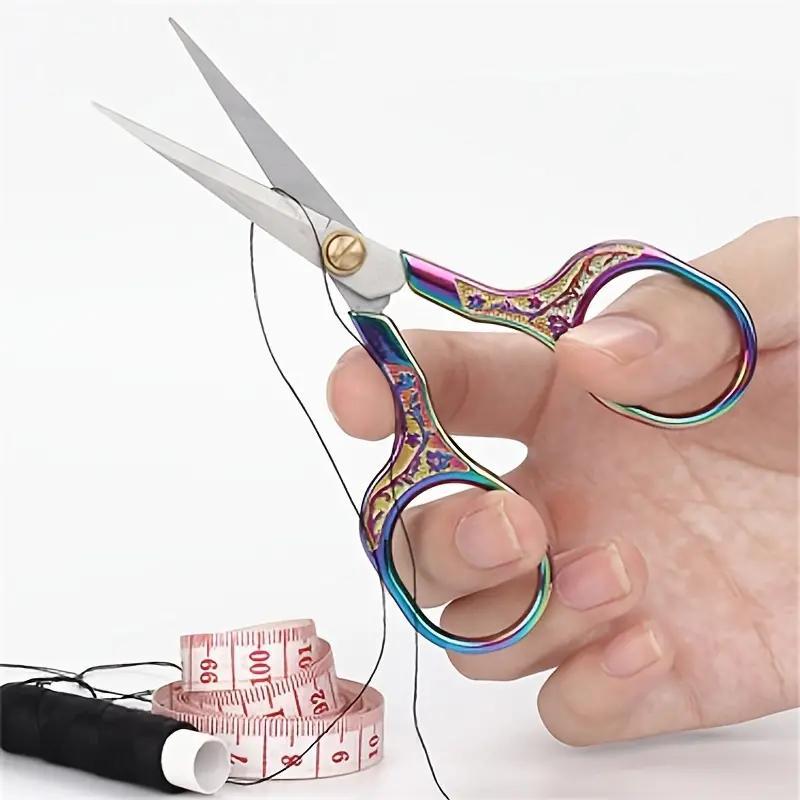Vintage Flower Pattern Stainless Steel Scissors, Multipurpose Household Scissors, Multi-functional Scissors for Cutting Paper, Sewing, Crafting, Cutting Supplies