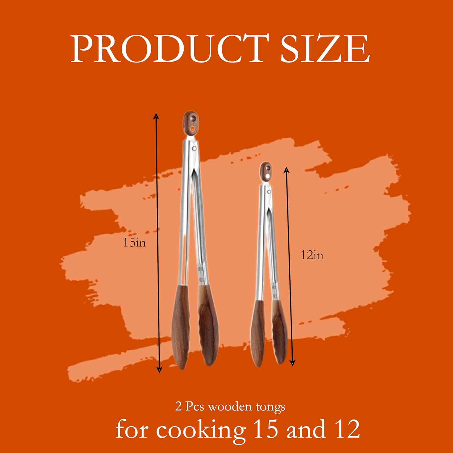 Walnut-Tip Wooden Cooking Tongs, 2-Pack Heat-Resistant & Anti-Slip Kitchen Tongs with Smooth Locking Design, Perfect as Serving Utensils for Salad, Grilling, and a Versatile Cooking Set