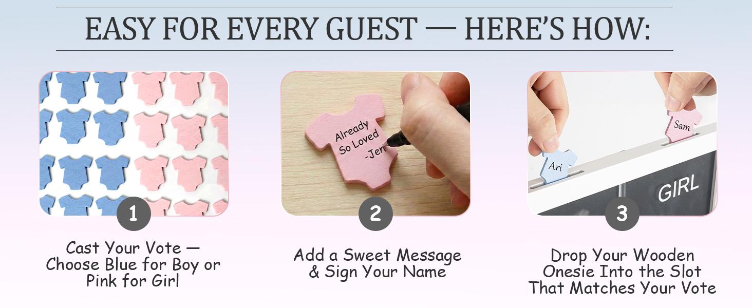 Gender Reveal Decorations for Party – Wooden Voting Board Game Keepsake, Baby Shower Gender Reveal Game, Guest Book Alternative, Cast Your Vote Boy or Girl, Gender Reveal Party Games for Guests