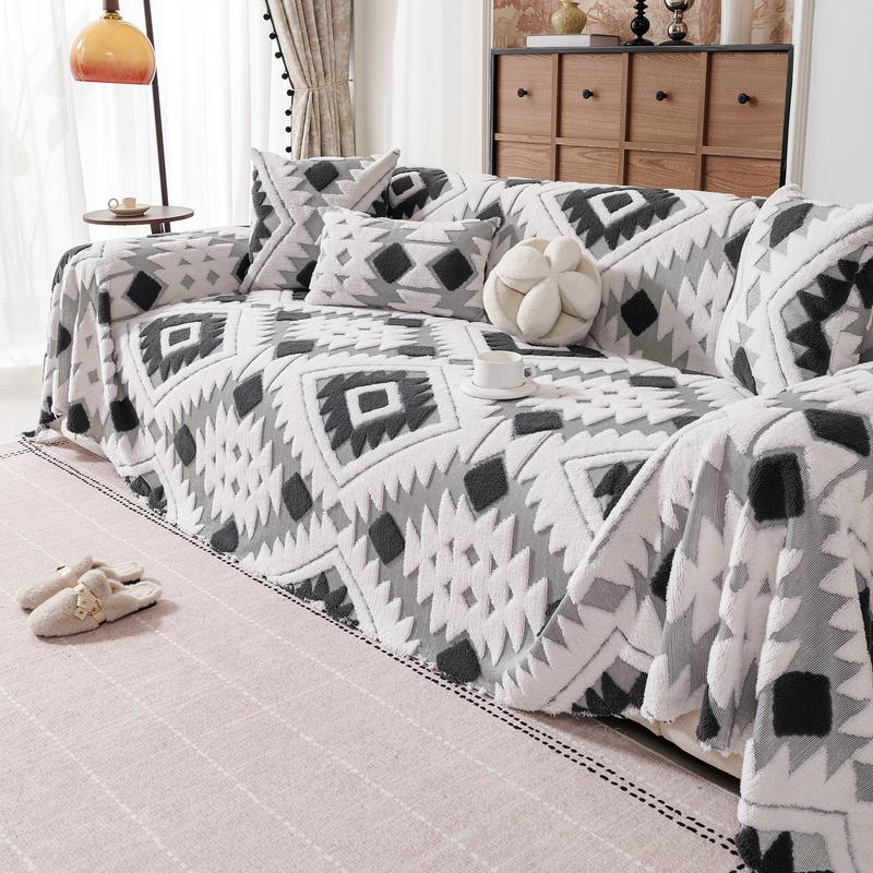 Geometric Pattern Sofa Cover, Sofa Couch Covers, 1 Count Soft Comfortable Sofa Slipcover, Sofa Protector for Home Living Room Bedroom Hotel Dormitory Decor