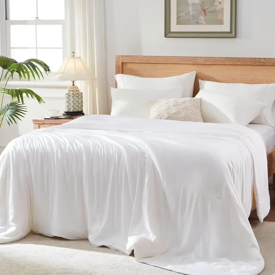 Cooling Lightweight Summer Comforter  Size, White 90x90inch | Ultra Soft  Viscose Fabric, Lightweight Cooling Comforter for Hot Sleepers, Breathable  Wicking Comfort