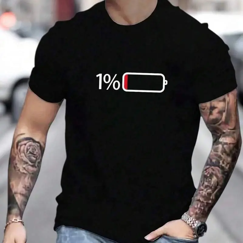 Men's Number Print Round Neck Casual Short Sleeve T-Shirt