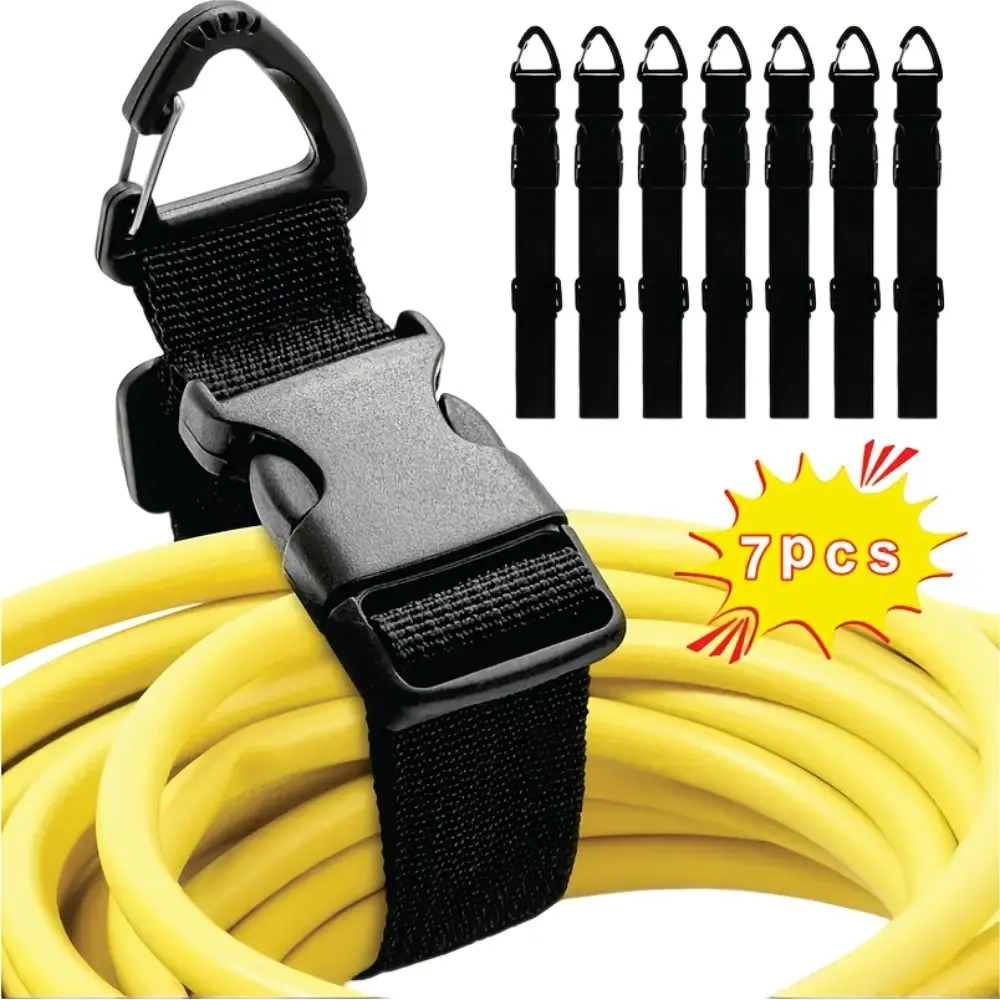 7/14/21 Pack 17.72 Inch Black Adjustable Extension Cord Organizer with 3 Carabiners, Heavy-Duty Cable Management Clips, Cable Organizers for Cords, Cord Holder Storage Rack for Garage & Workshop, Wire Storage Organizer