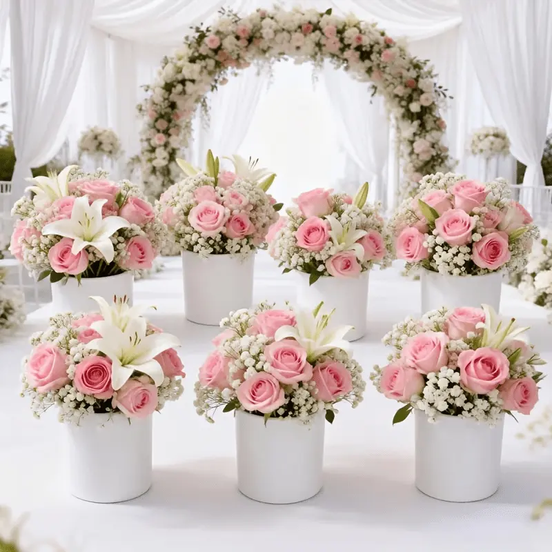 The 18 round bouquet boxes and small hand-held flower baskets are perfect for occasions such as weddings, birthdays, Mother's Day, Valentine's Day, Easter, and anniversaries.