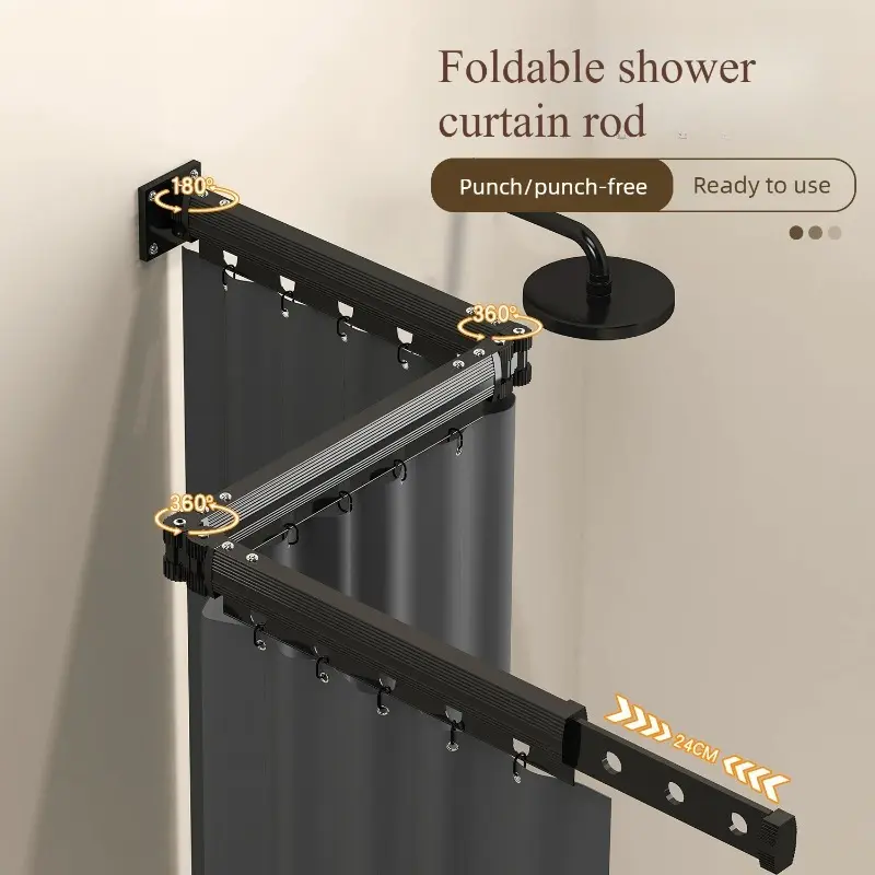 Small Apartment Foldable Clothes Drying Rack, Balcony Household Invisible Telescopic No Punching Laundry Drying Rod, Space Saving Drying Artifact for Clothes & Quilt