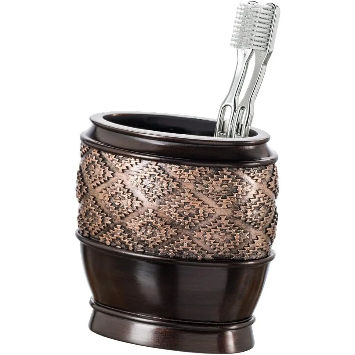 Dublin Brown Countertop  Holders for Bathrooms - Decorative  Brush Holder for Bathroom -  Organizer for Regular or Electric Toothbrushes and
