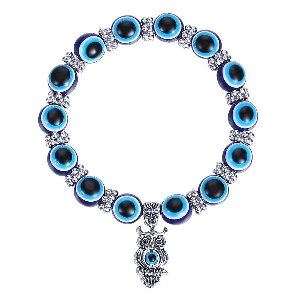 Evil Eye Bracelet Butterfly Elephant Fatima Hand Pendant Resin Beads Blue Eye Bracelet