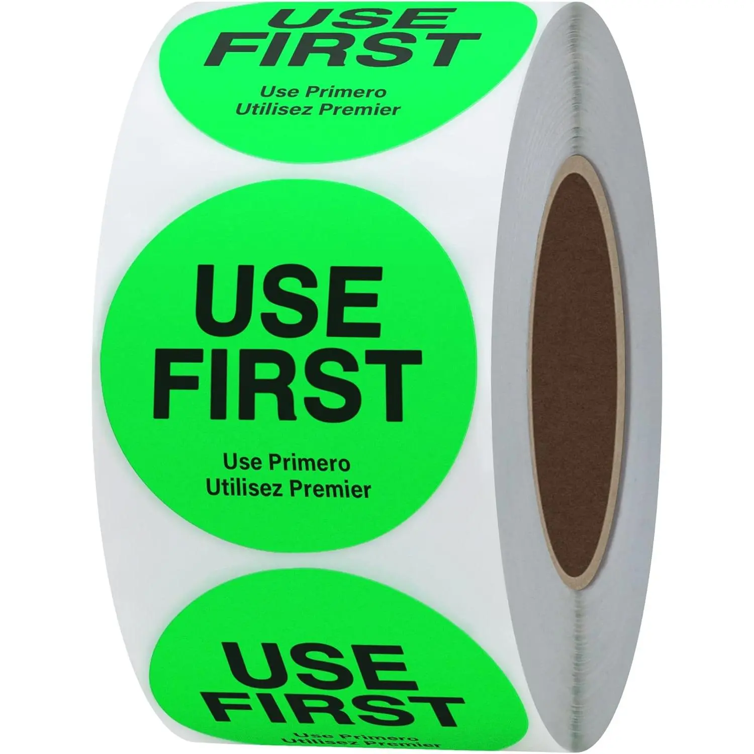 USE First Stickers  Service FIFO Label for Restaurant Inventory Management 1.5 Inch  500 Labels Per Roll (Fluorescence Green)