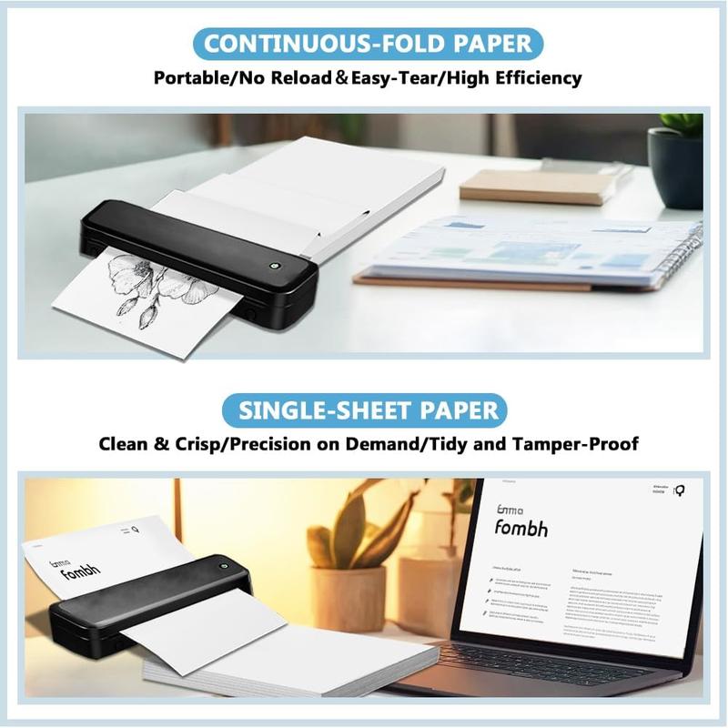 100 Sheets Thermal Printer Paper 8.5 x 11  Letter Size for Portable Printer, Continuous Folding Paper for  Printer, Compatible with A285M/ PD-A4/ M08F-Letter/ A80/ D810 Inkless Printer