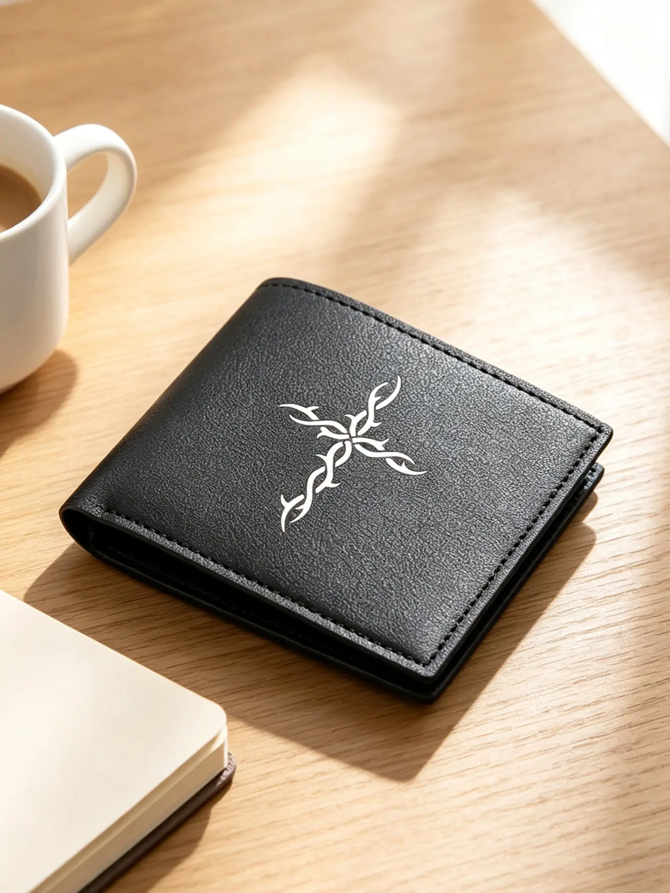 Men's Gothic Metal Cross Bifold Wallet, Large Capacity Multi-Card Slots Purse, Niche Streetwear Wallet for Faith Lovers, Perfect Gift