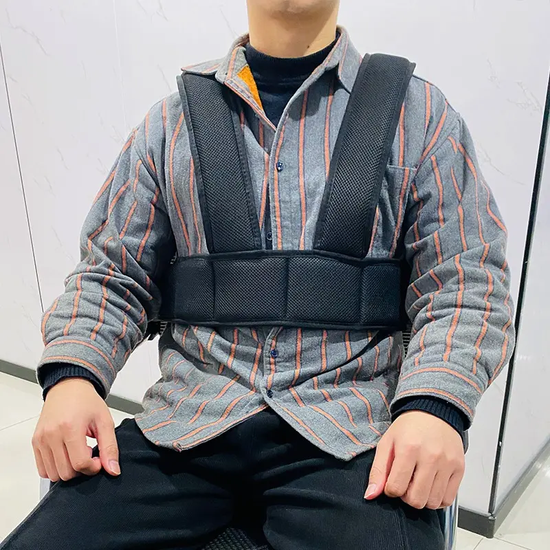 Adult Wheelchair Safety Belt, Adjustable Shoulder Straps, Anti-Slip Trunk Support Vest, Elderly Patient Body Restraint, Medical Aid, Stable Positioning