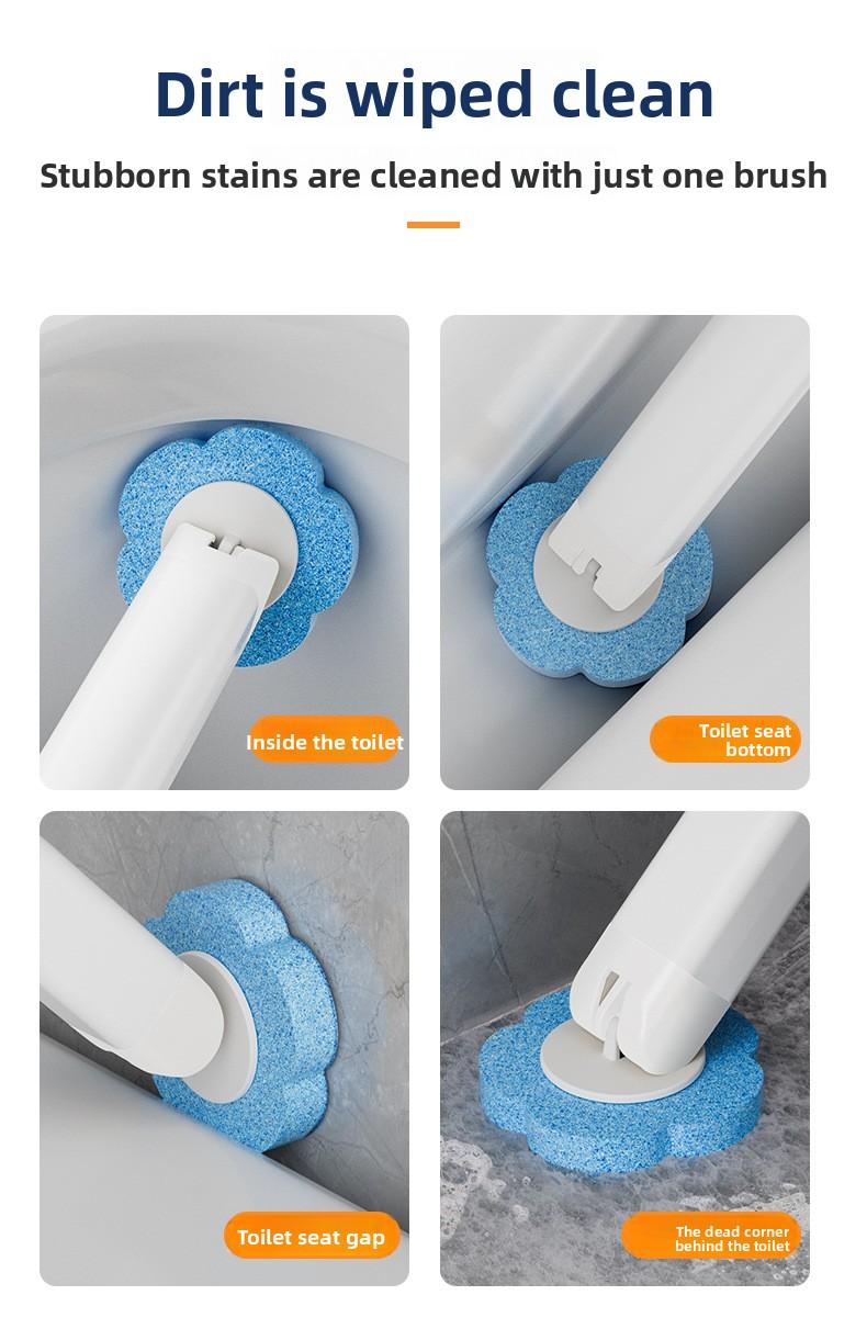 Disposable Toilet Scrubber with Refill Replacement Heads, Wall-Mounted Bathroom Toilet Cleaning Brush Kit, Hygienic Home Toilet Cleaner Tool