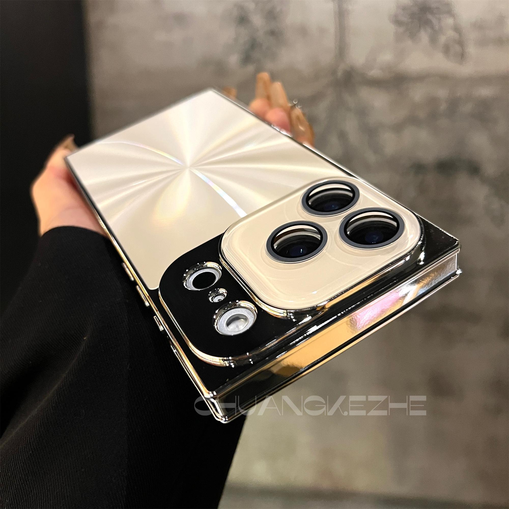 High-quality Square Aurora Electroplated Frame Case for iPhone 17 Pro Max 16 15 14 13 with HD Lens Protector & Crystal-Clear Camera Protection Casing Cellphone Protective  Smartphone Cover