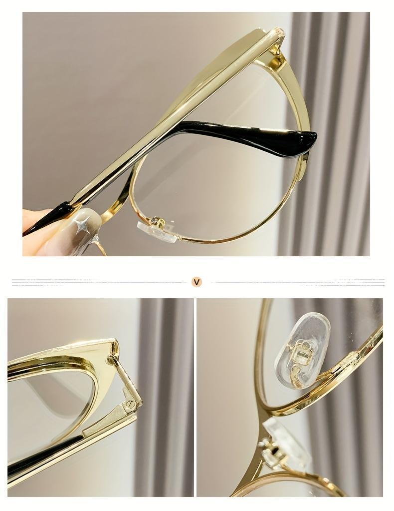 Luxurious Golden Cat-Eye Anti-Blue Light Glasses  Women – Retro Punk Style, Perfect  Party Decorations and Stylish Wear Blocking for Screens Protection Glasses for Women Light Computer Gaming Glasses
