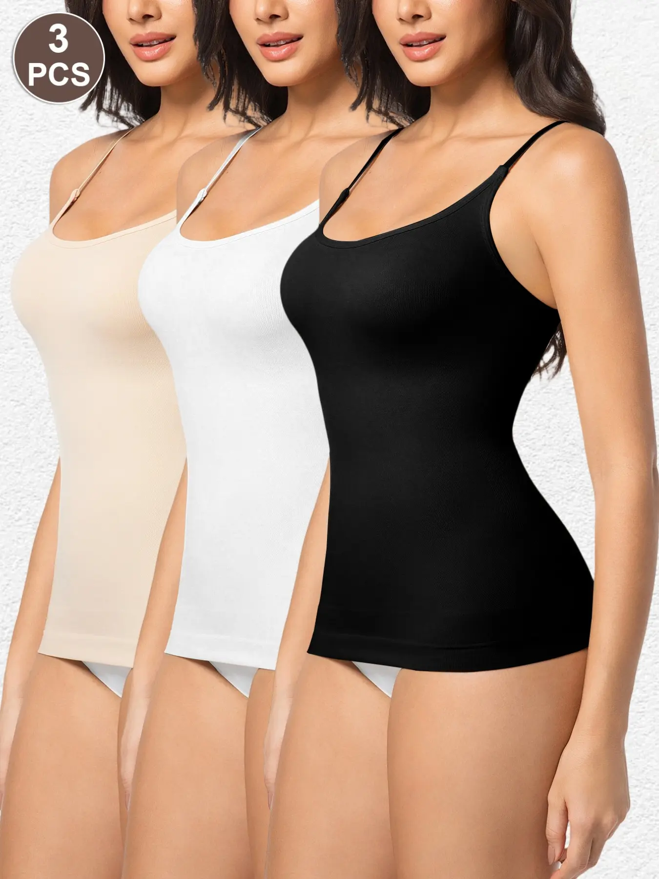 Women's Seamless Square Neck Spaghetti Strap Underwear Shapewear Tank Top, Tummy Control Compression Camisole, Slimming Body Shaper, Smooth Trimmer Vest